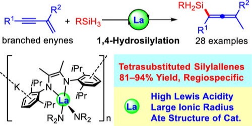 Rare-Earth-Catalyzed Selective 1,4-Hydrosilylation of Branched 1,3-Enynes Giving Tetrasubstituted Silylallenes